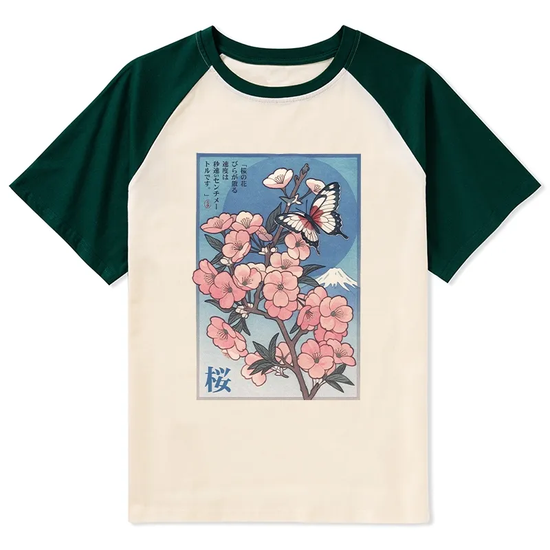 Tokyo-Tiger Ukiyoe Japanese Cherry blossoms Poster Raglan T-shirt