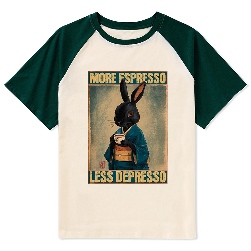 Tokyo-Tiger More Espresso Less Depresso Raglan T-shirt