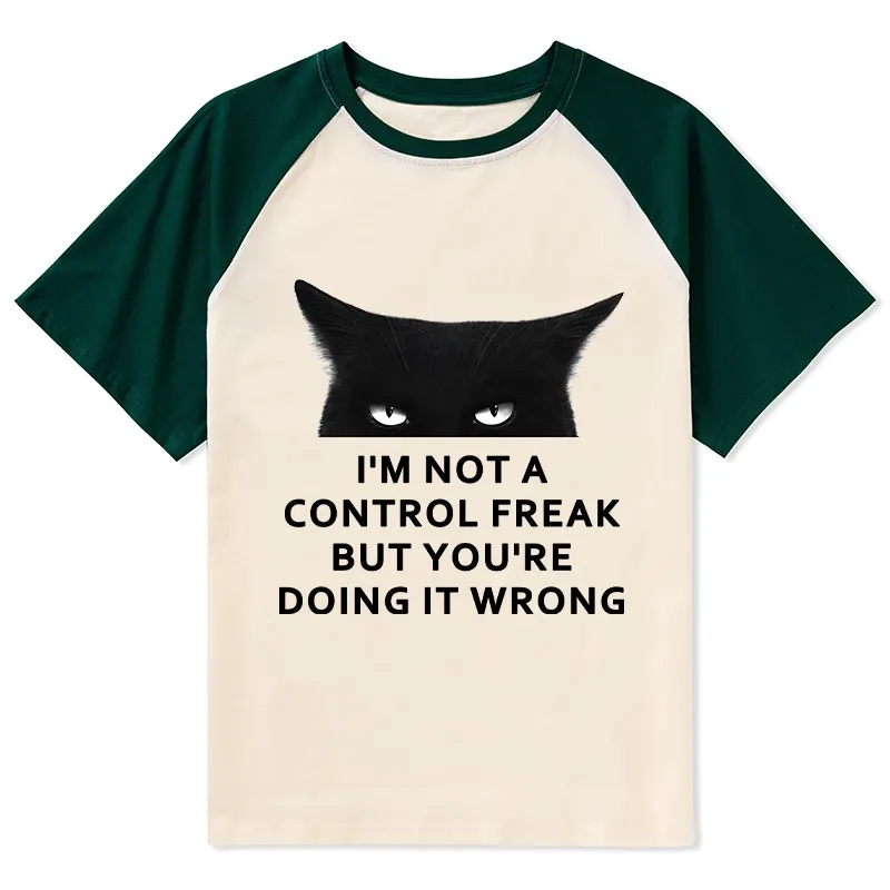 Tokyo-Tiger Control Freak Funny Raglan T-shirt