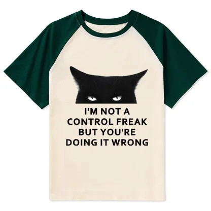 Tokyo-Tiger Control Freak Funny Raglan T-shirt