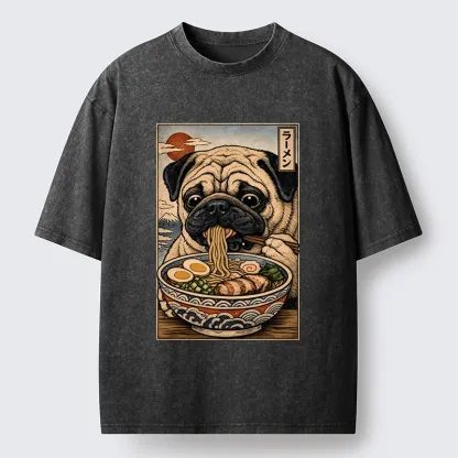 Tokyo-Tiger Ramen Time For The Pug Washed T-Shirt