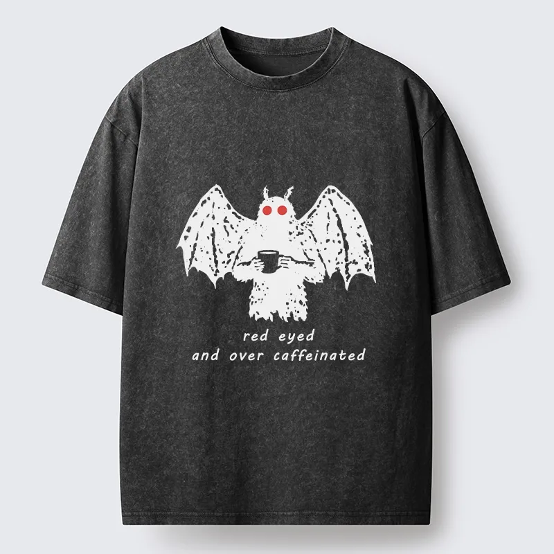 Tokyo-Tiger Mothman Needs Coffee Energy Washed T-Shirt