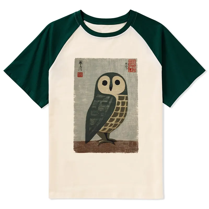 Tokyo-Tiger Traditional Owl In Japanese Art Raglan T-shirt Sale