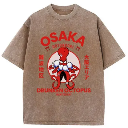 Tokyo-Tiger Osaka Octopus Monster Washed T-Shirt