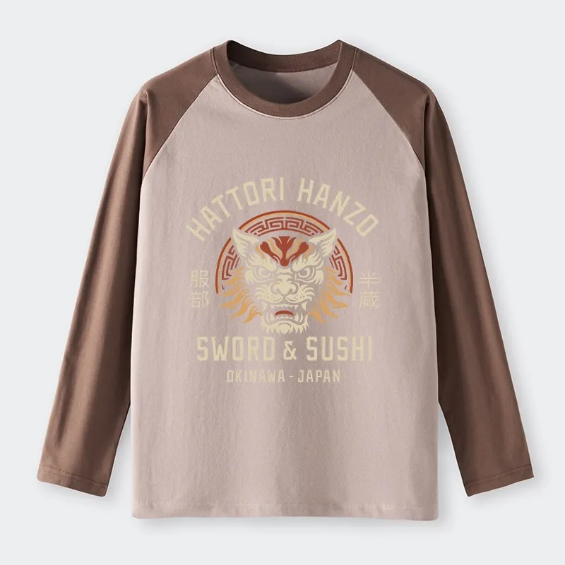 Tokyo-Tiger Hattori Lion Japanese Samurai Raglan Long Sleeve T-shirt