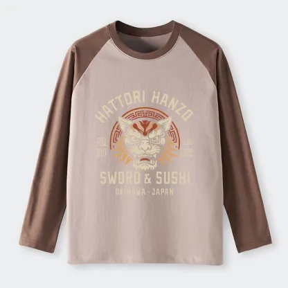 Tokyo-Tiger Hattori Lion Japanese Samurai Raglan Long Sleeve T-shirt