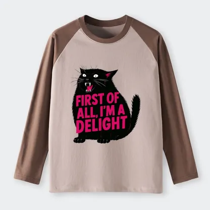 Tokyo-Tiger Roaring Black Cat Raglan Long Sleeve T-shirt