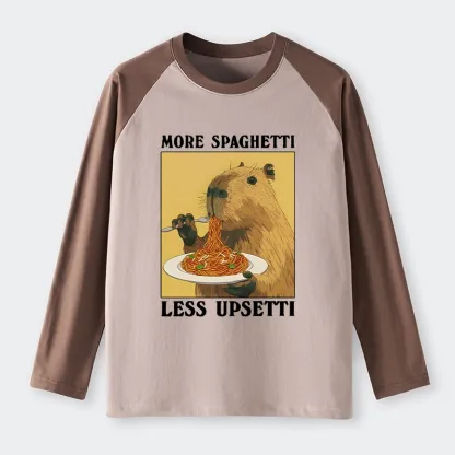 Tokyo-Tiger Capybara Eating Pasta Raglan Long Sleeve T-shirt