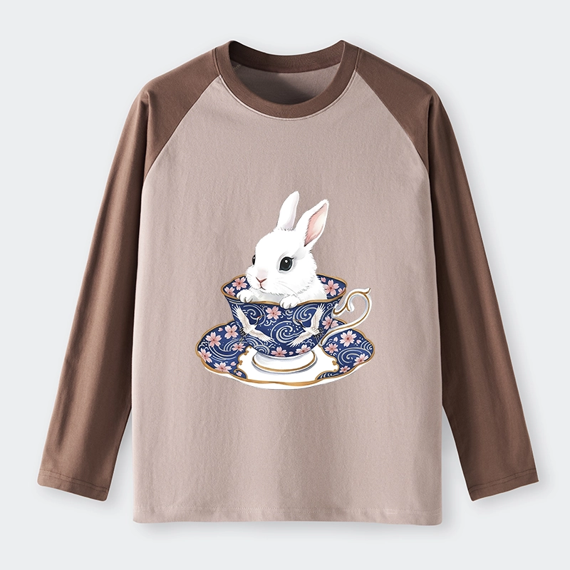 Tokyo-Tiger Cute Rabbit Tea Set Raglan Long Sleeve T-shirt