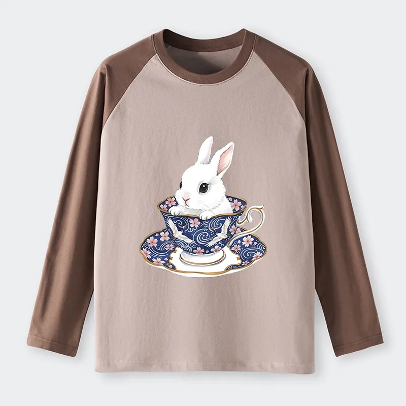 Tokyo-Tiger Cute Rabbit Tea Set Raglan Long Sleeve T-shirt