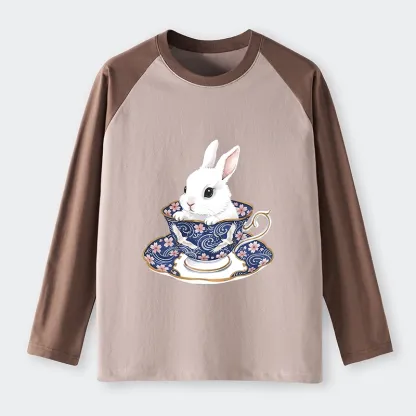 Tokyo-Tiger Cute Rabbit Tea Set Raglan Long Sleeve T-shirt
