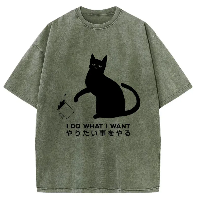 Tokyo-Tiger Tsundere Cat Japan Washed T-Shirt