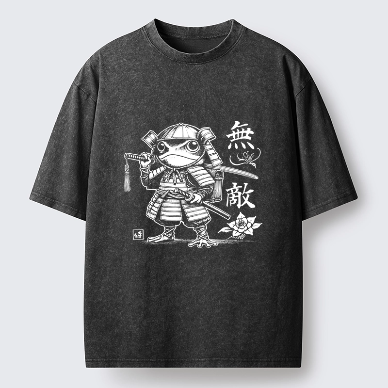 Tokyo-Tiger Samurai Frog Warrior Washed T-Shirt