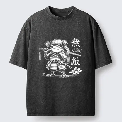 Tokyo-Tiger Samurai Frog Warrior Washed T-Shirt