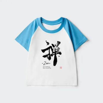 Tokyo-Tiger Zen Texts Kids Raglan T-shirt