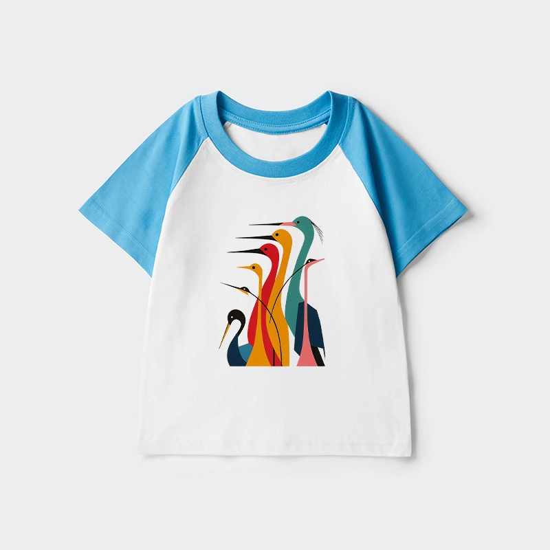Tokyo-Tiger Various Types Of Cranes Kids Raglan T-shirt