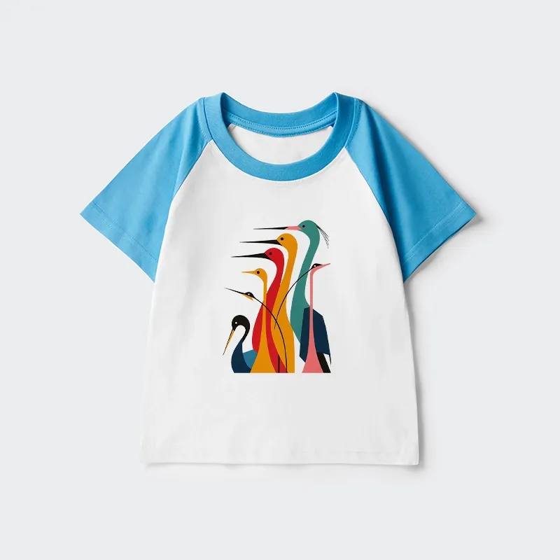 Tokyo-Tiger Various Types Of Cranes Kids Raglan T-shirt