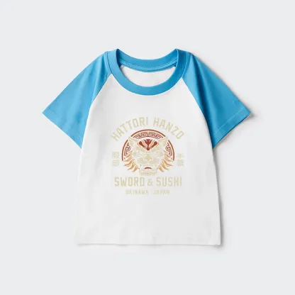 Tokyo-Tiger Hattori Lion Japanese Samurai Kids Raglan T-shirt