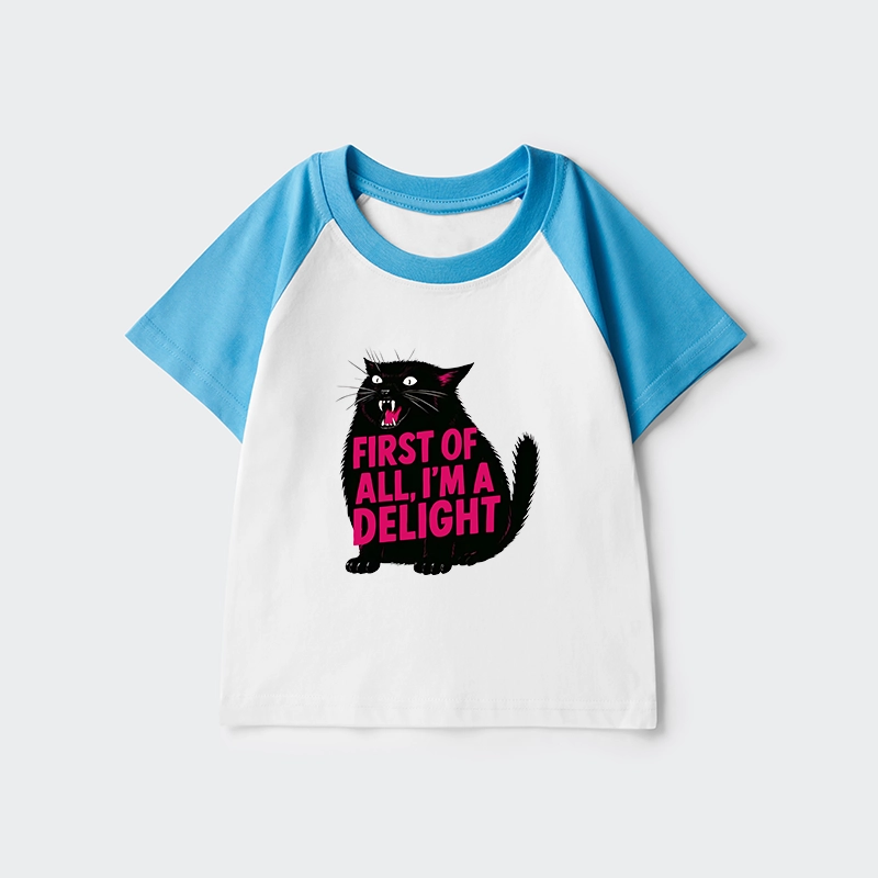 Tokyo-Tiger Roaring Black Cat Kids Raglan T-shirt