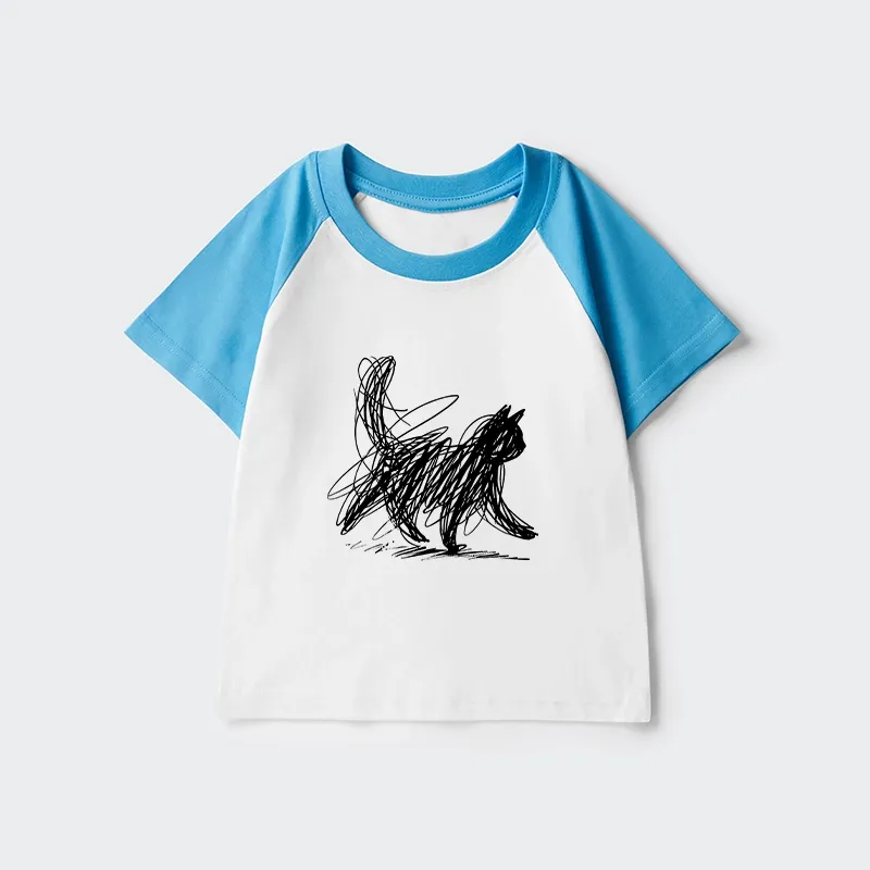 Tokyo-Tiger Minimalist Cat Art Kids Raglan T-shirt