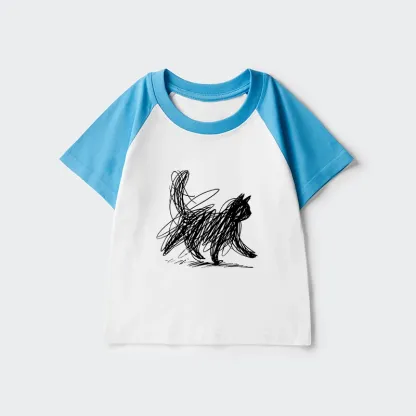 Tokyo-Tiger Minimalist Cat Art Kids Raglan T-shirt