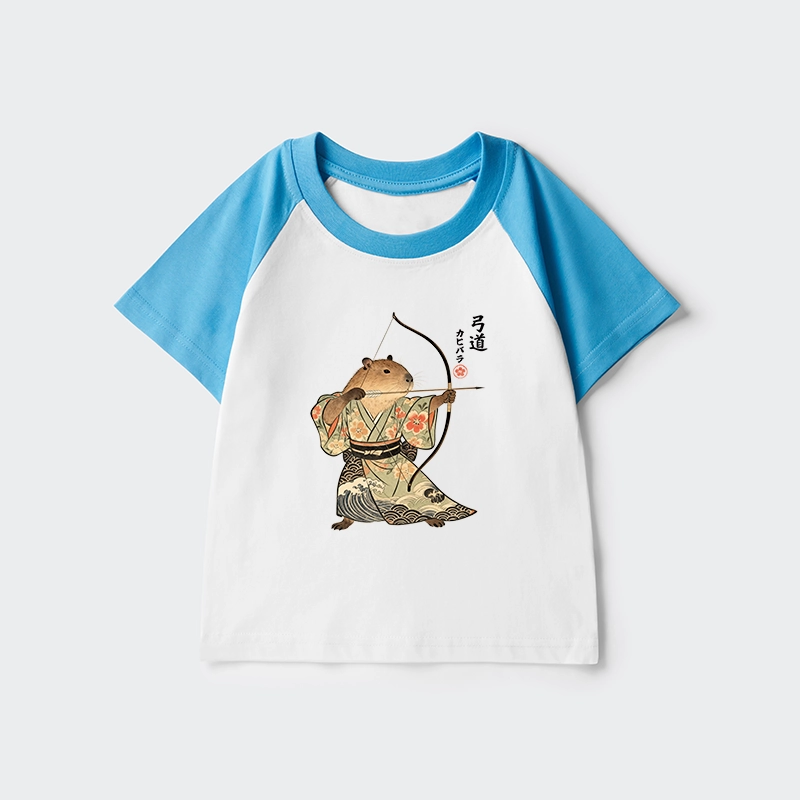 Tokyo-Tiger Capybara Archery Kids Raglan T-shirt
