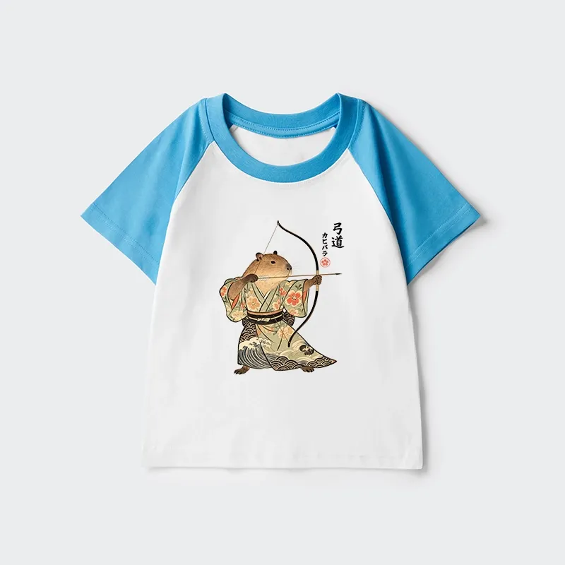 Tokyo-Tiger Capybara Archery Kids Raglan T-shirt