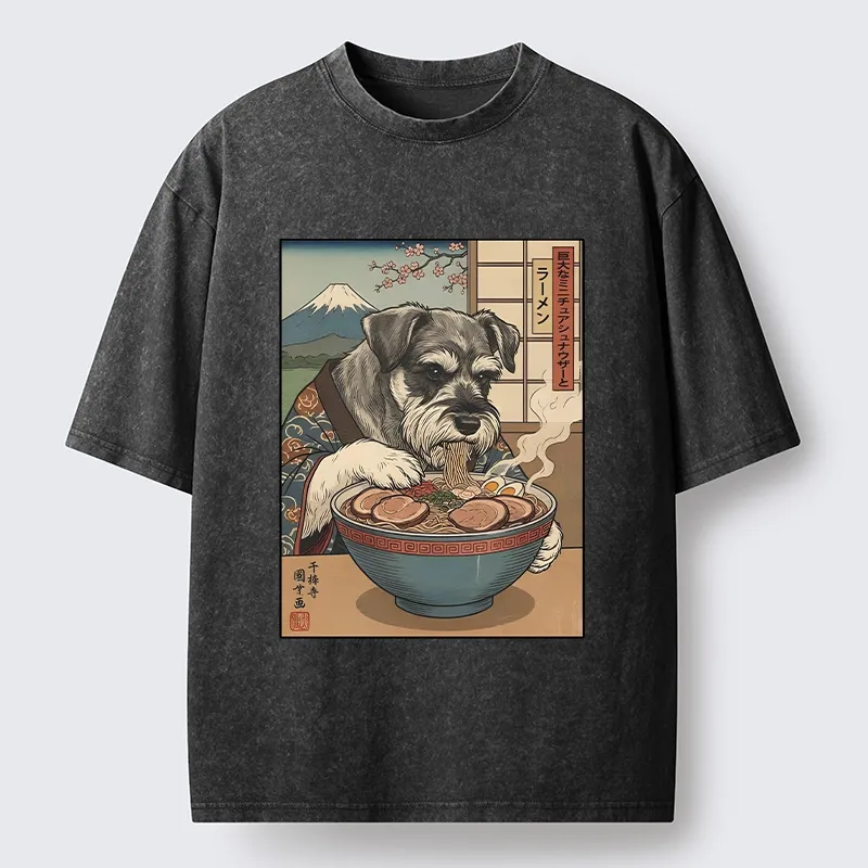 Tokyo-Tiger Dog Ramen Meme Washed T-Shirt Sale