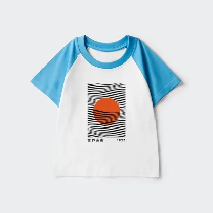 Tokyo-Tiger Minimalist Art Sun Kids Raglan T-shirt