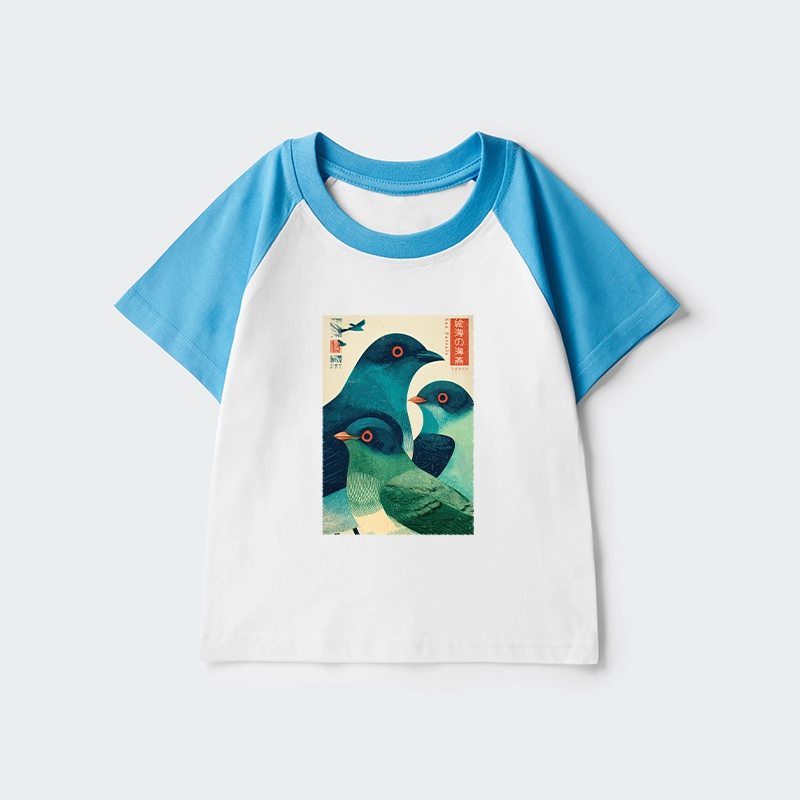 Tokyo-Tiger Petrels Of The Painted Sea Kids Raglan T-shirt