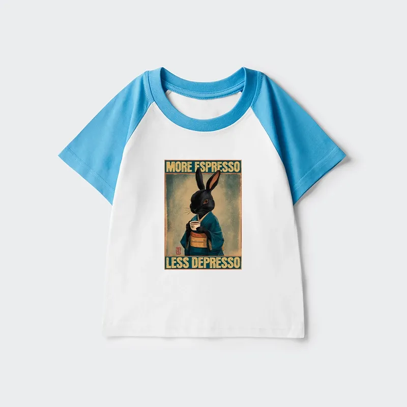 Tokyo-Tiger More Espresso Less Depresso Rabbit Kids Raglan T-shirt