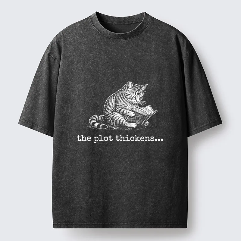 Tokyo-Tiger Meme Cat Reading Mystery Book Washed T-Shirt Sale