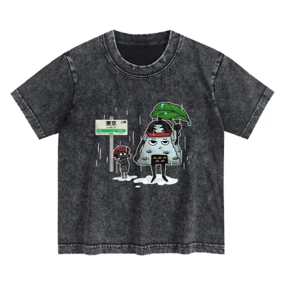 Tokyo-Tiger Onigiri On Lotus Leaf Kids Washed T-Shirt