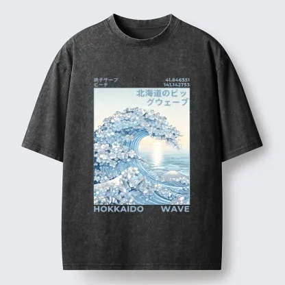 Tokyo-Tiger Crystal Great Wave Art Washed T-Shirt