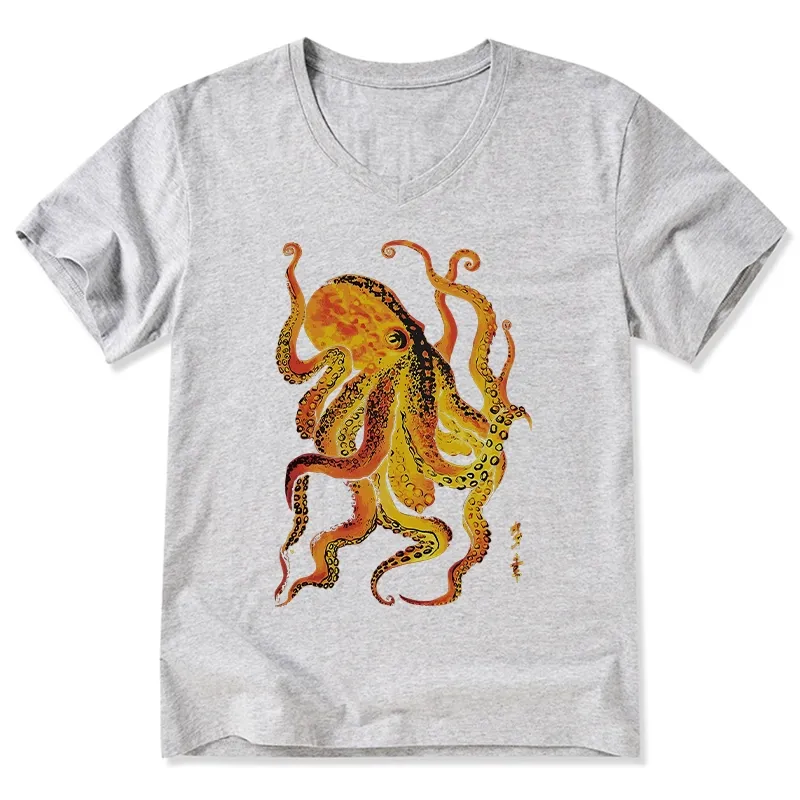 Tokyo-Tiger Deep Sea Gorgeous Octopus V-Neck Classic T-Shirt