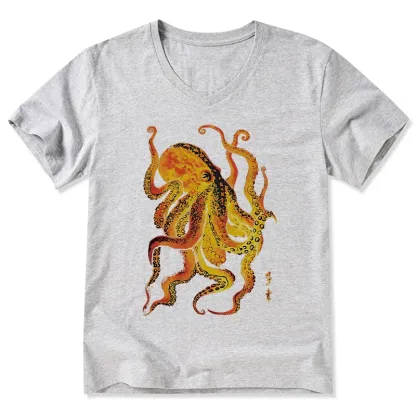 Tokyo-Tiger Deep Sea Gorgeous Octopus V-Neck Classic T-Shirt