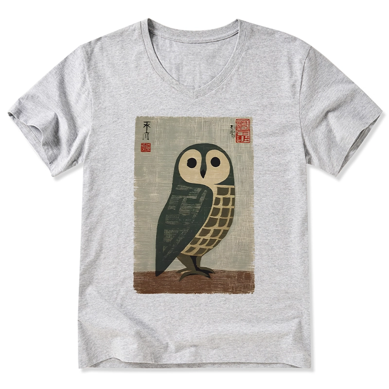 Tokyo-Tiger Traditional Owl In Japanese Art V-Neck Classic T-Shirt