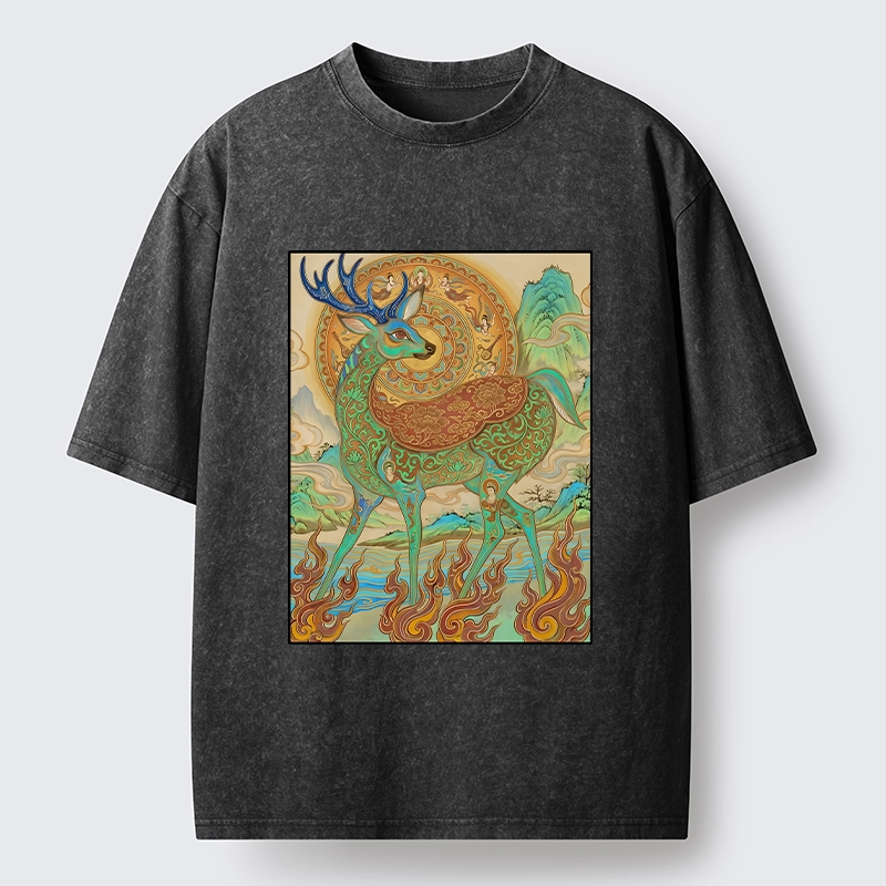 Tokyo-Tiger Mythical Nine Colored Deer Washed T-Shirt