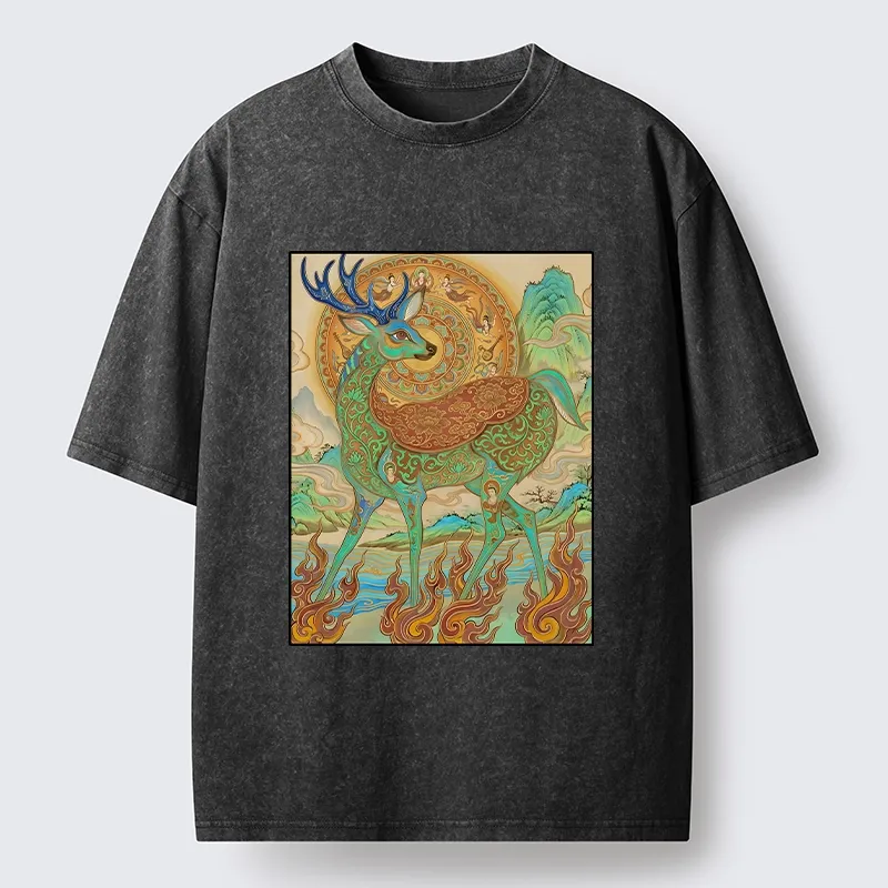 Tokyo-Tiger Mythical Nine Colored Deer Washed T-Shirt Sale