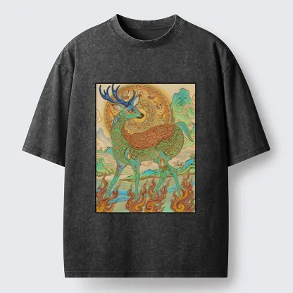 Tokyo-Tiger Mythical Nine Colored Deer Washed T-Shirt