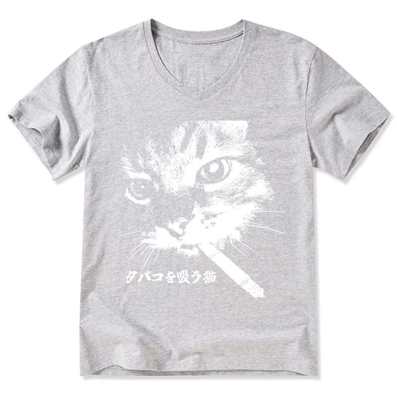 Tokyo-Tiger Retro Cat Smoking V-Neck Classic T-Shirt