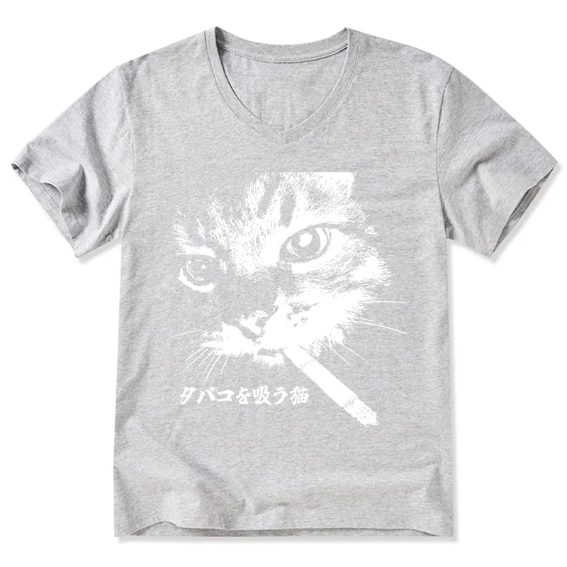 Tokyo-Tiger Retro Cat Smoking V-Neck Classic T-Shirt
