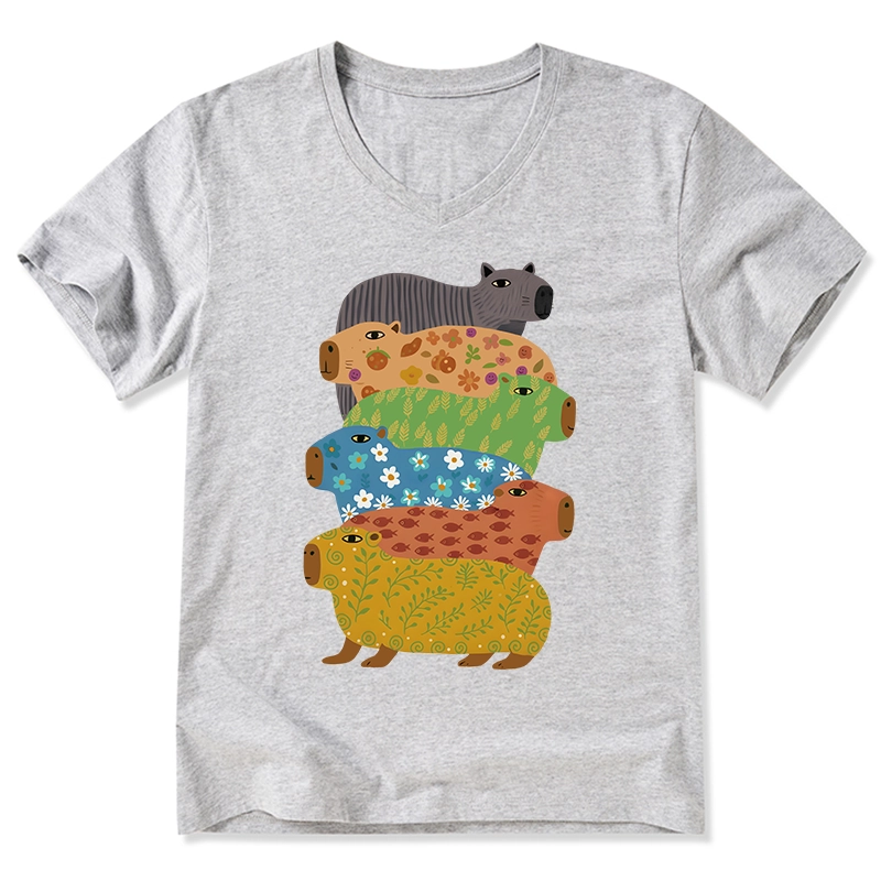 Tokyo-Tiger Colorful Capybaras V-Neck Classic T-Shirt