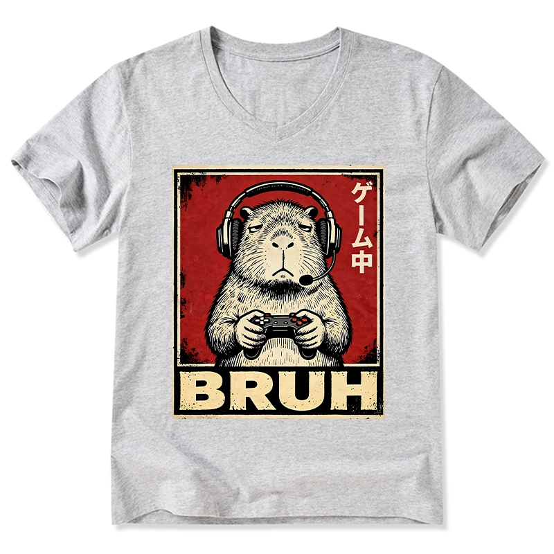 Tokyo-Tiger Funny Capybara Playing Games V-Neck Classic T-Shirt