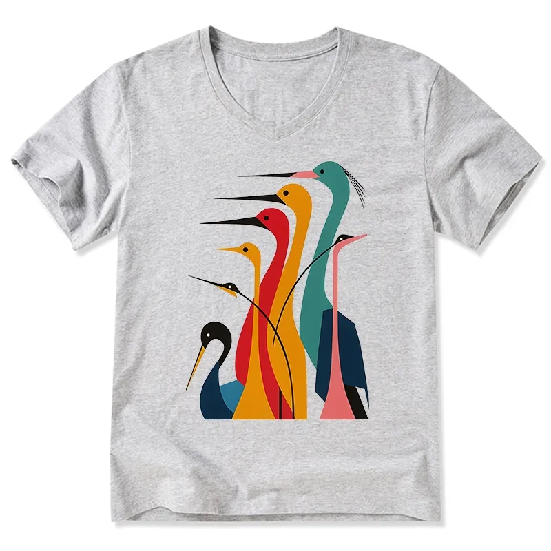 Tokyo-Tiger Various Types Of Cranes V-Neck Classic T-Shirt