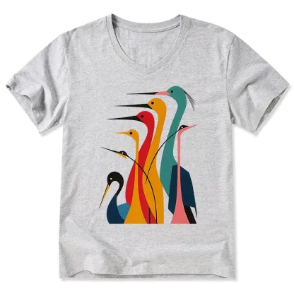 Tokyo-Tiger Various Types Of Cranes V-Neck Classic T-Shirt