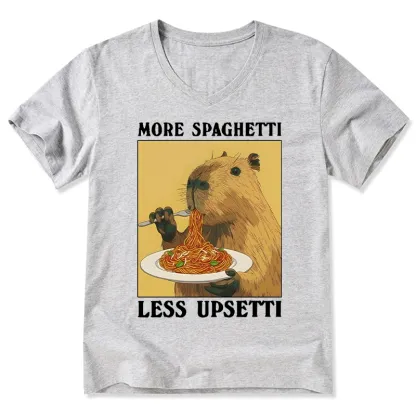 Tokyo-Tiger Capybara Eating Pasta V-Neck Classic T-Shirt