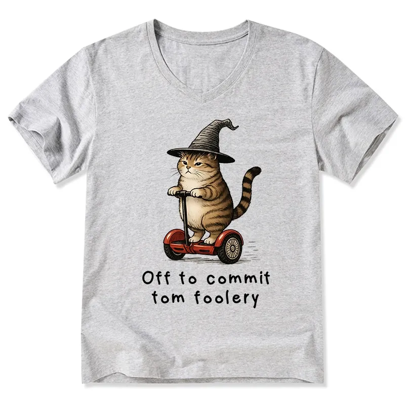 Tokyo-Tiger Orange Cat Riding Segway-style V-Neck Classic T-Shirt