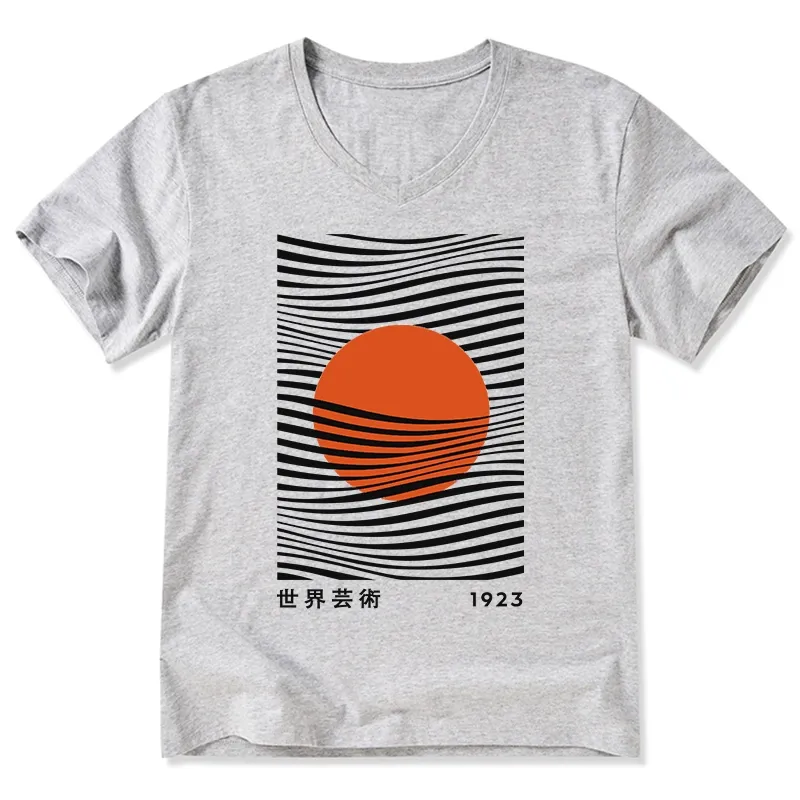 Tokyo-Tiger Minimalist Art Sun V-Neck Classic T-Shirt