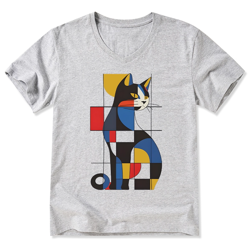 Tokyo-Tiger Mondrian Cat V-Neck Classic T-Shirt